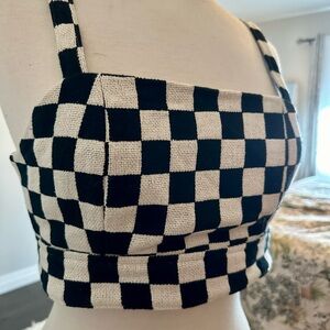 Checkerboard Woven Crop Top/Bralette